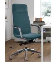 Fauteuil direction DIESIS doss. haut simili cuir bleu paon roulettes