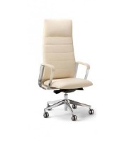 Fauteuil direction DIRECTA dos noyer américain cuir noir roulettes