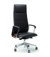 Fauteuil direction DIRECTA cuir noir dossier ébène