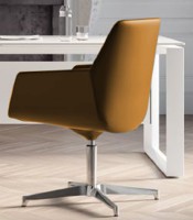 Fauteuil visiteur DUNE pied étoile branche simili cuir caramel 