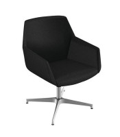 Fauteuil visiteur DUNE pied étoile branche cuir noir 