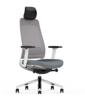 Fauteuil manager FILO MESH WHITE H dossier résille assise tissu gris