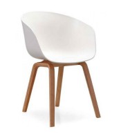 Chaise coque plastique FRIZZY blanche pieds bois  XXX