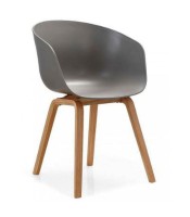 Chaise coque plastique FRIZZY grise pieds bois XXX
