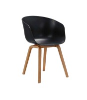 Chaise coque plastique FRIZZY noire pieds bois XXX