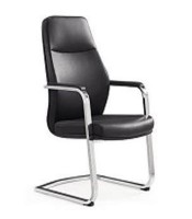 Fauteuil visiteur IPOH V pied luge simili cuir noir 