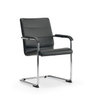 Fauteuil visiteur IRIS pied luge simili cuir noir 
