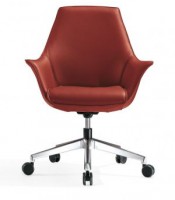 Fauteuil relax KIMERA dossier moyen cuir beige foncé P916 pied roul.