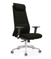 Fauteuil direction LEO dossier haut pied roulettes simili cuir noir 