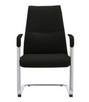 Fauteuil visiteur LEO V pied luge simili cuir noir 