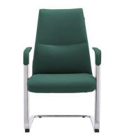 Fauteuil visiteur LEO V simili cuir vert pied luge 