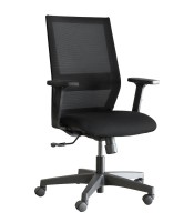 Fauteuil opérateur LIKE accoudoirs résille assise tissu noir  XXX