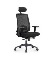 Fauteuil manager LONDON accoudoirs résille assise tissu noir