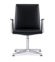 Fauteuil visiteur LUKA FIX pied étoile cuir noir