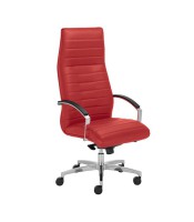 Fauteuil direction LYNX simili cuir rouge dossier haut  XXX