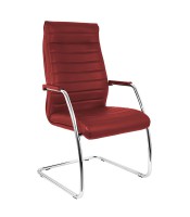 Fauteuil visiteur LYNX simili cuir rouge dossier moyen pied luge  XX