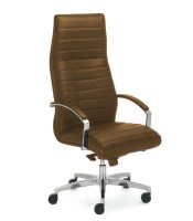 Fauteuil direction LYNX simili cuir marron dossier haut  XX