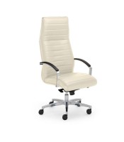 Fauteuil direction LYNX simili cuir beige dossier haut VL1048  XX