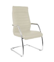 Fauteuil visiteur LYNX simili cuir beige doss moy pied luge VL1048 XX