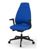 Fauteuil direction OXYGEN simili cuir bleu foncé pied roulettes