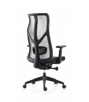 Fauteuil manager PRINCE dossier mesh assise tissu noir accoudoirs