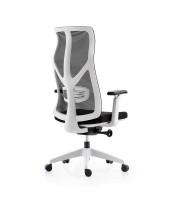 Fauteuil manager PRINCE dossier mesh gris assise tissu noir accoud