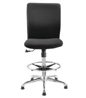 Fauteuil haut STOOL repose pieds option accoudoirs tissu noir