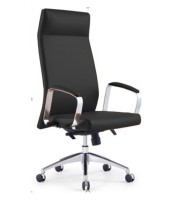 Fauteuil direction SWING dossier haut pied roulettes simili cuir noir