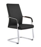 Fauteuil visiteur SWING V pieg luge simili cuir noir