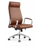 Fauteuil direction SWING simili cuir marron doss. haut pied roulettes