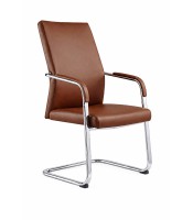Fauteuil visiteur SWING V pieg luge simili cuir marron