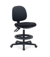 Tabouret comptoir tissu noir TILL repose-pieds 