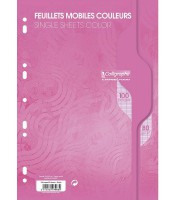 Feuillets mobiles seyès A4 - 100 feuilles 80g rose R.7963C