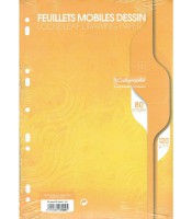 Feuillets mobiles A4 dessin uni perforées 80 feuilles 120g R.7099C