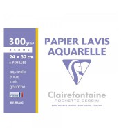 Papier dessin 24x32cm aquarelle 300g blanc pochette de 6f R.96340C