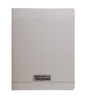 Cahier 17x22 seyès 96 pages piqûre 90g PP gris R.18126C