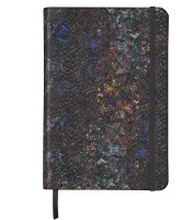 Carnet 14.8x21cm celeste lazer noir ligné cuir 144 pages R.400112C  X