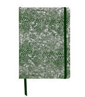 Carnet 14.8x21cm celeste lazer vert/argent ligné cuir R.400122C  XXX