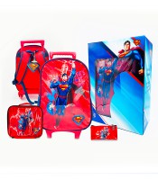 Trolley moyen modèle + sac goûter + trousse superman bleu R.MBS302B