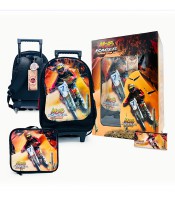 Trolley moyen modèle + sac goûter + trousse moto racer R.MBS304B