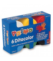 Gouache aux doigts boite de 6x50ml jaune rouge bleu noir vert blc