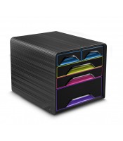 Caisson 5 tiroirs noir - multicolor subtil bloc gamme smoove
