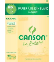 Papier dessin 29.7x42cm 180g "C" à grain blanc pochette 12 feuilles
