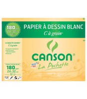 Papier dessin 21x29.7cm 180g "C" à grain blanc 12 feuilles R.27107
