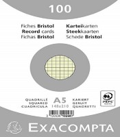 Bristol 14.8x21cm 205g quadrillé 5x5 vert pqt 100 feuilles R.10248E