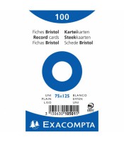 Bristol 7.5x12.5cm 205g uni blanc paquet de 100 feuilles R.1050