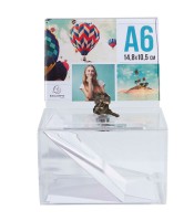 Urne avec affichette A6 fermant à clé 150x140x215 cristal R.89358D
