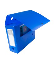 Boîte classement dos 100mm bleu bouton à pression polypro R.59932E