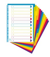 Intercalaires 12 positions A4 maxi pp 30/100°coloris ass R.3812E