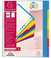 Intercalaires 6 positions A4 maxi pp 30/100°coloris ass R.3806E
